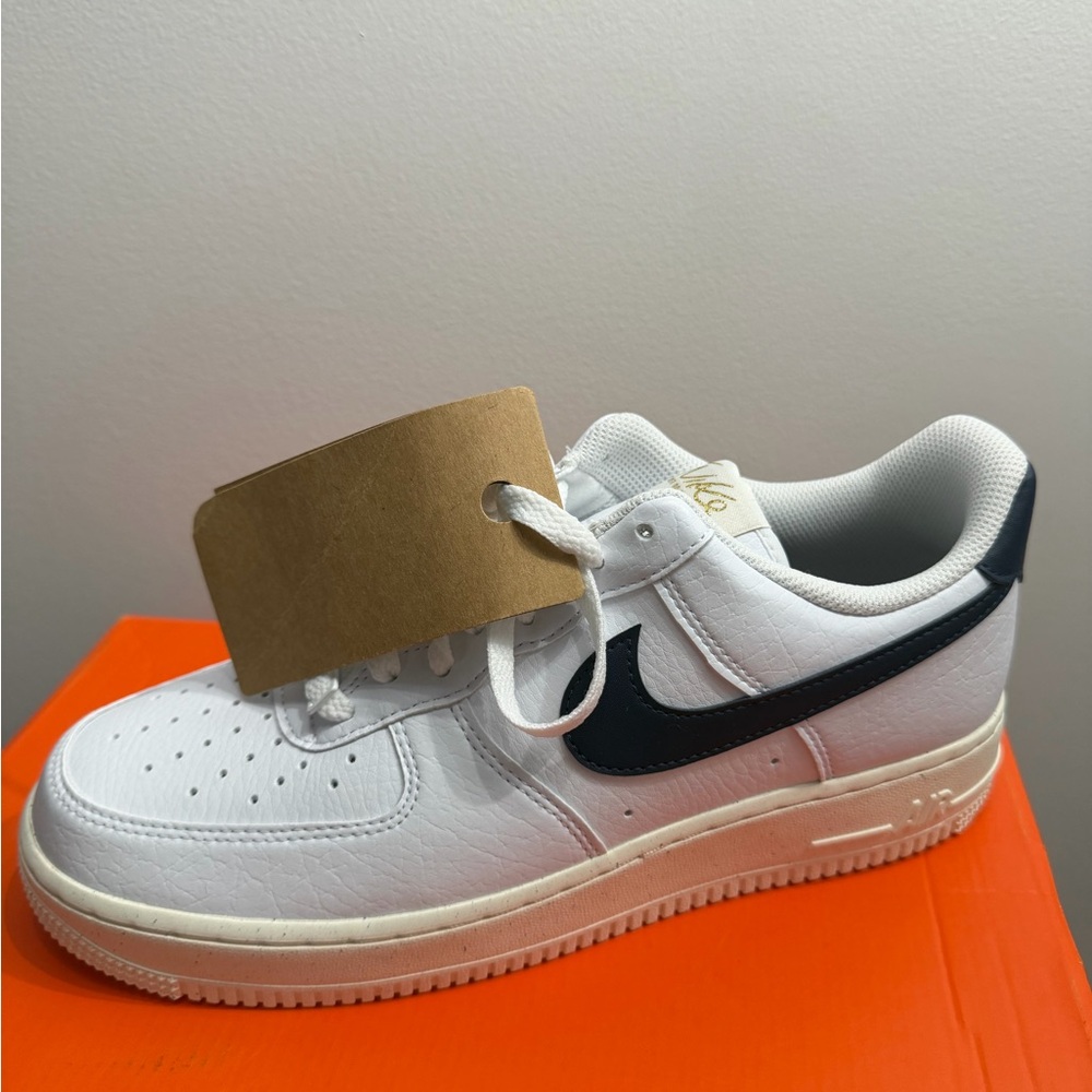 Nike Air Force 1 White and navy shoes 9.5w or 8m